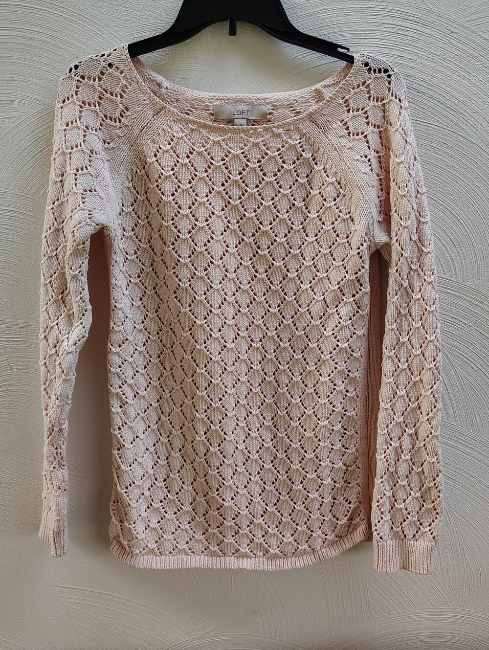 LOFT Sweater Women's Open Weave Peach Pullover Sz S